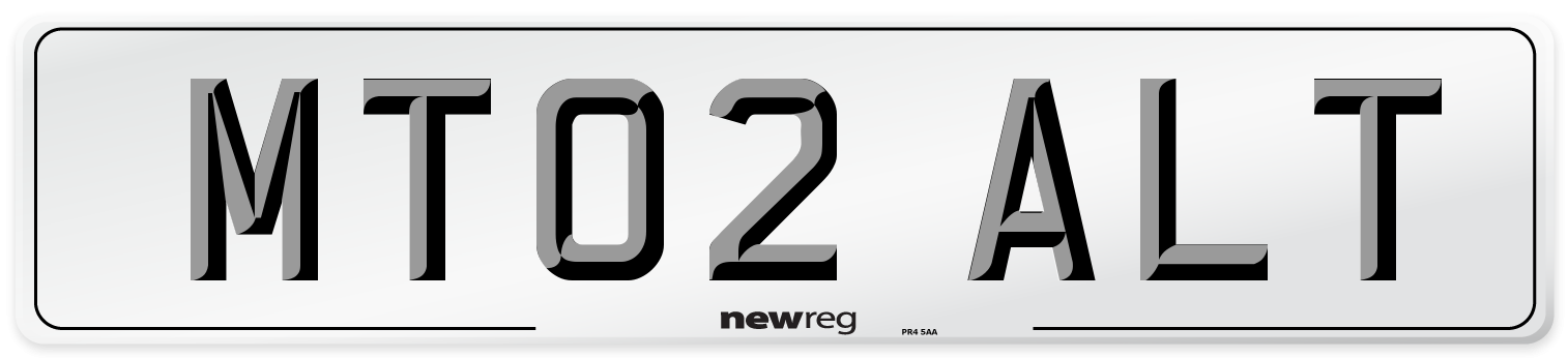 MT02 ALT Number Plate from New Reg
